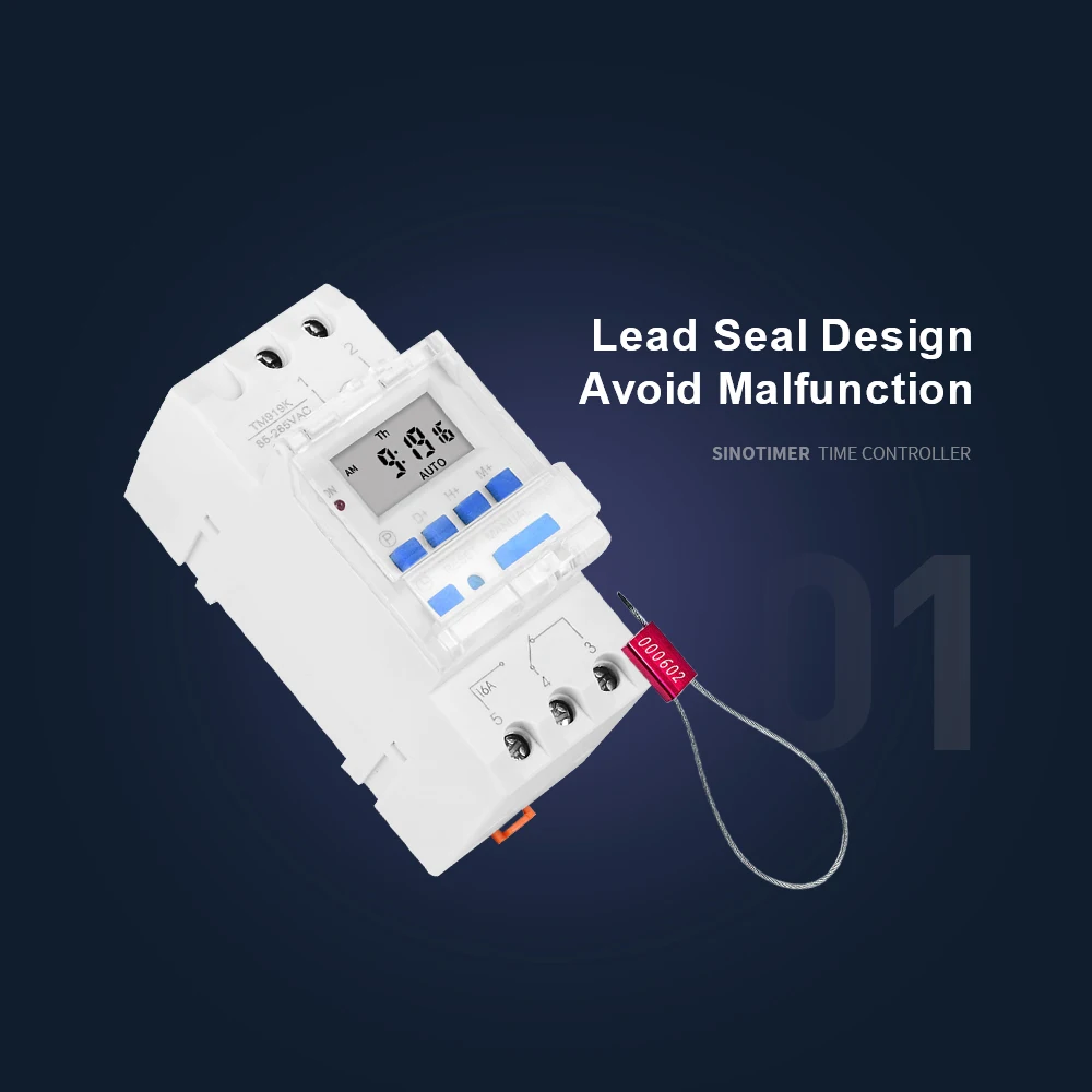 SINOTIMER Brand Electronic Weekly 7 Days Programmable Digital Time Switch Relay Timer Control AC 220V 230V 16A Din Rail Mount