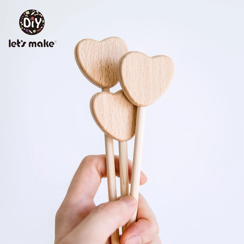 Let's Make Wooden Teether Baby Goods Magic Wand 0-12 Months 1PC Tiny Rod Wood BPA Free Moon Heart Wooden Blanks Teething Toys