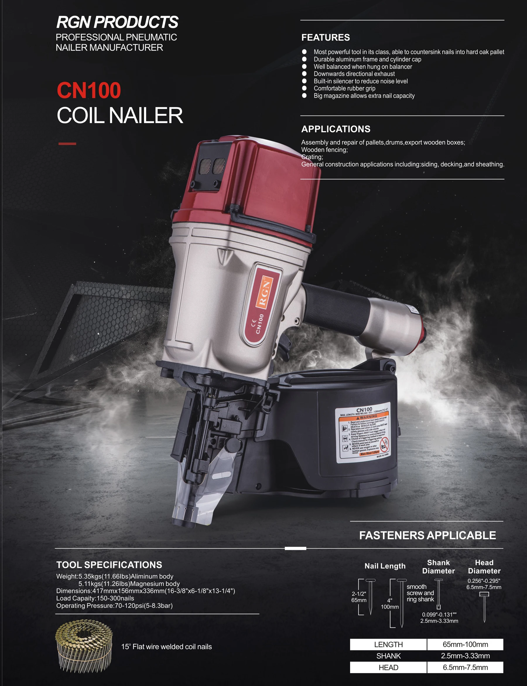 RGN CN100 coil nailer Drum nail for 100mm nails