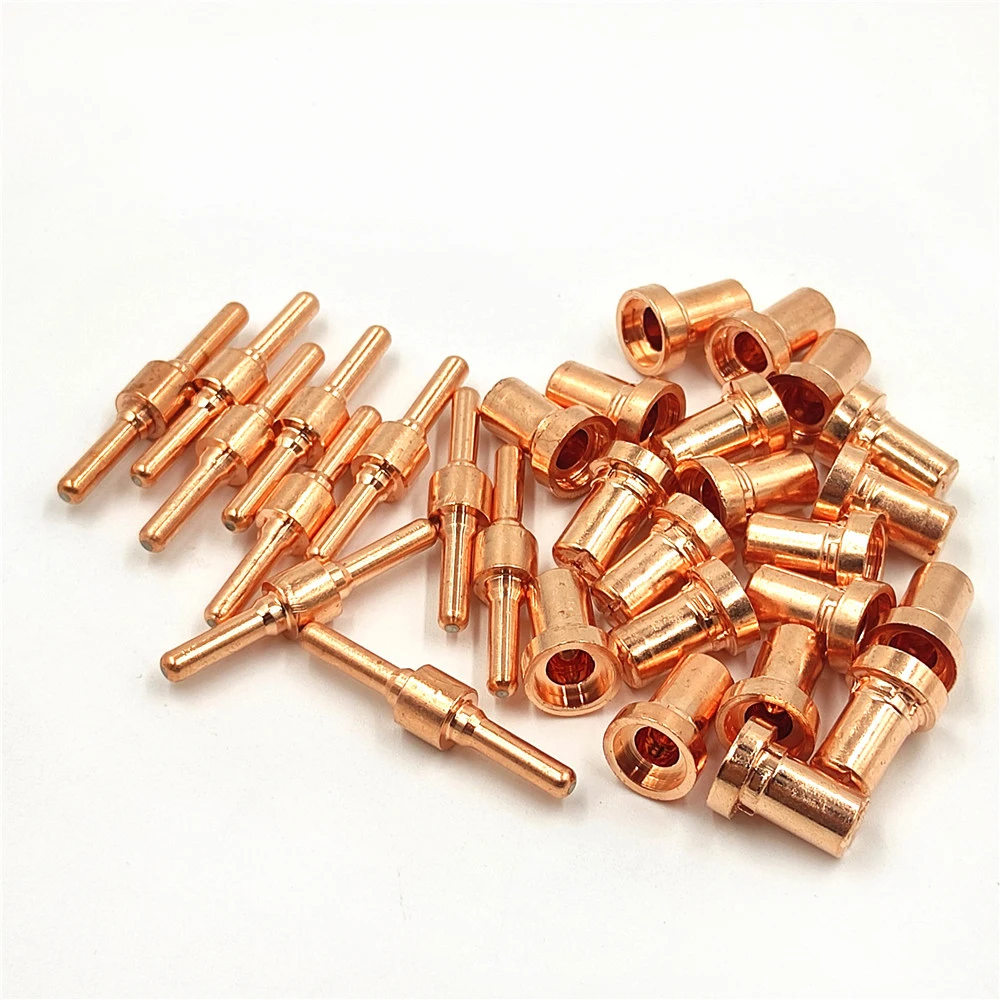 20/40/60pcs Consumables Red Copper Extended Long Tip Electrodes and Long Nozzles For PT31 LG40 40A Air Plasma Cutter