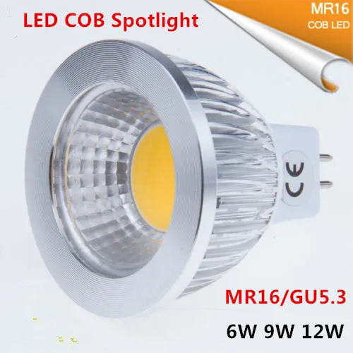 New High Power Lampada Led MR16 GU5.3 COB 6w 9w 12w Dimmable Led Cob Spotlight Warm Cool White MR16 12V Bulb Lamp GU 5.3 220V