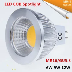 Nowa lampa Led wysokiej mocy MR16 GU5.3 COB 6w 9w 12w ściemniana lampka reflektorowa Cob ciepła zimna biel MR16 12V żarówka GU 5.3 220V