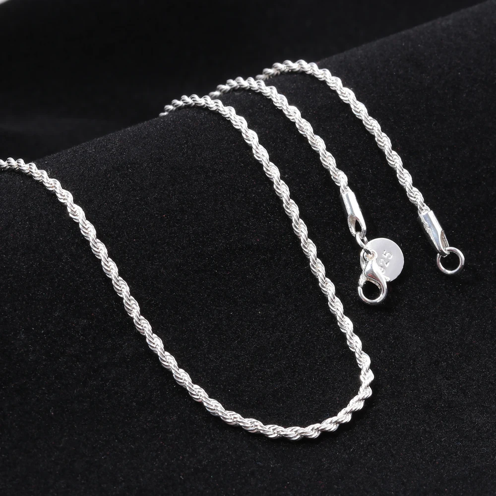 CiNily Minimalist Chain Necklace Silver Plated 5 Sizes Long Short Twisted Necklace Classic Fashion Jewelry Gifts for Man Woman