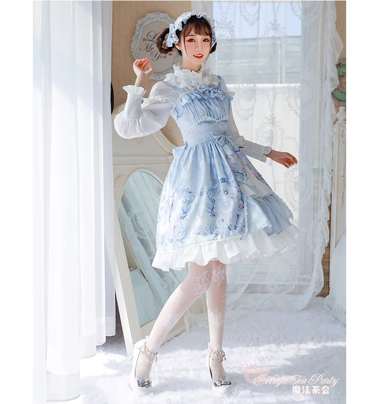 

Palace princess sweet lolita strap dress falbala high waist fashion victorian fairy dress kawaii girl gothic lolita loli cos