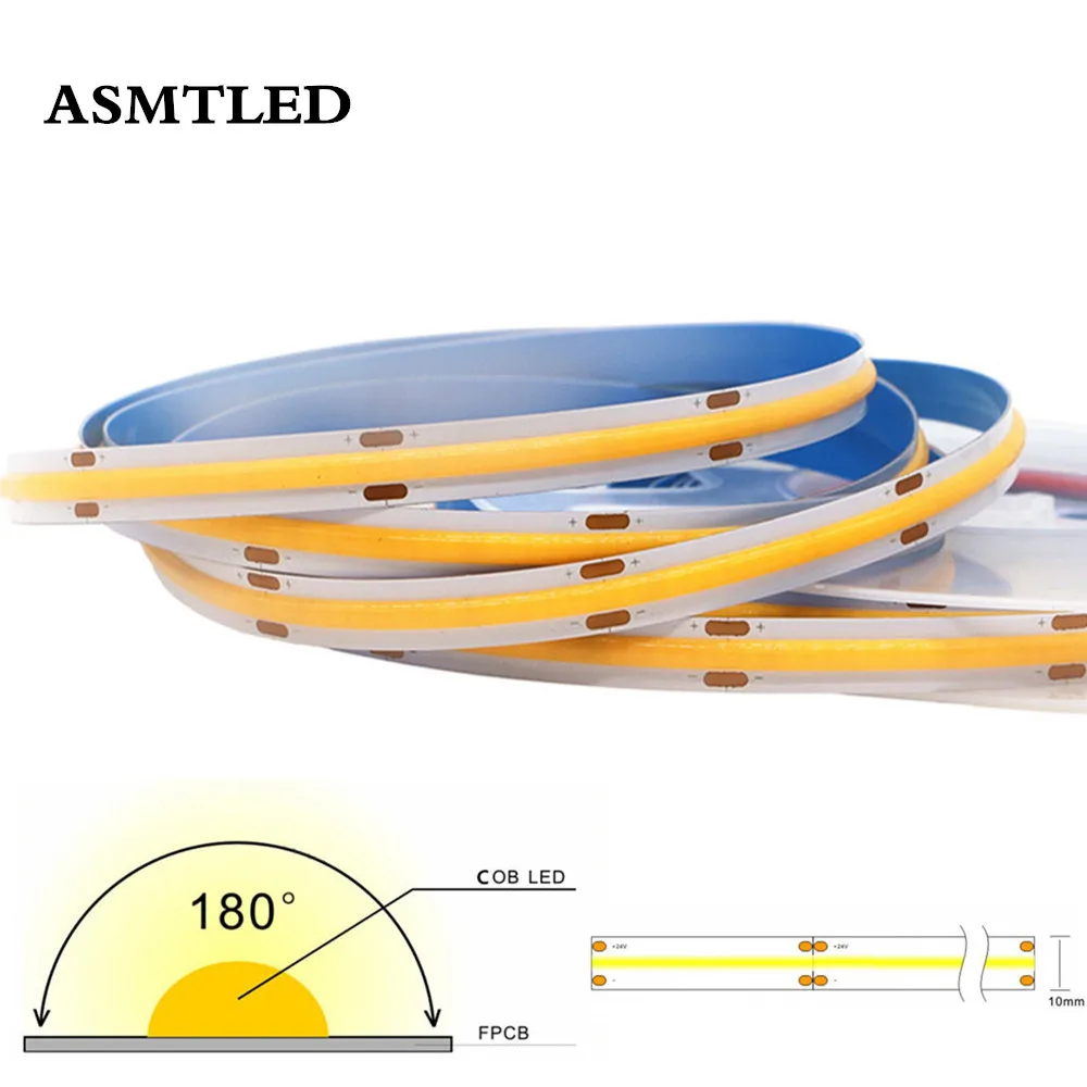 COB LED Strip Light 320/384/528 LEDs/m High Density Flexible FOB Lights Tape Cool/Nature/Warm White Linear Dimmable DC12V/24V