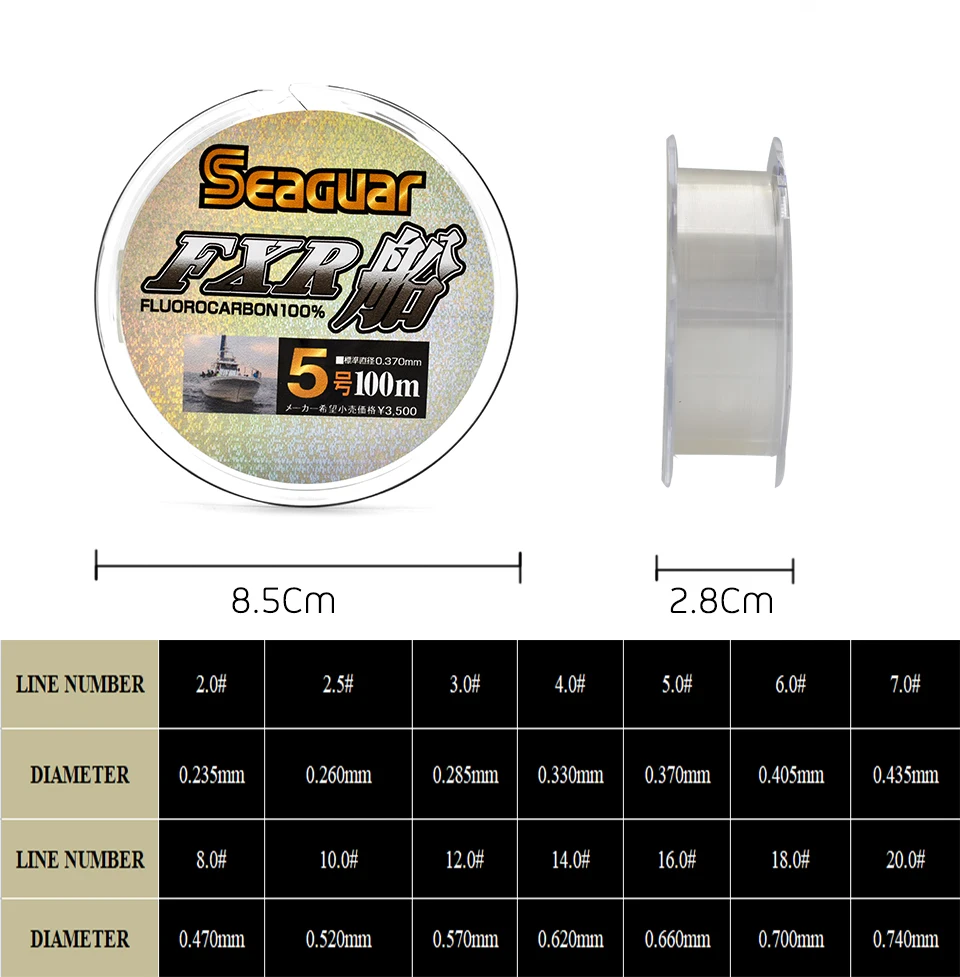SEAGUAR FXR BOAT Original Fishing Line 6LB-12LB 100% FLUOROCARBON Fishing Lines 100M