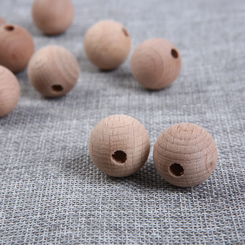 12-30mm Natural Color Beech Round Balls Spacer Beads Loose Beads Custom Crafts Supplies Jewelry Making Bracelet Accessories