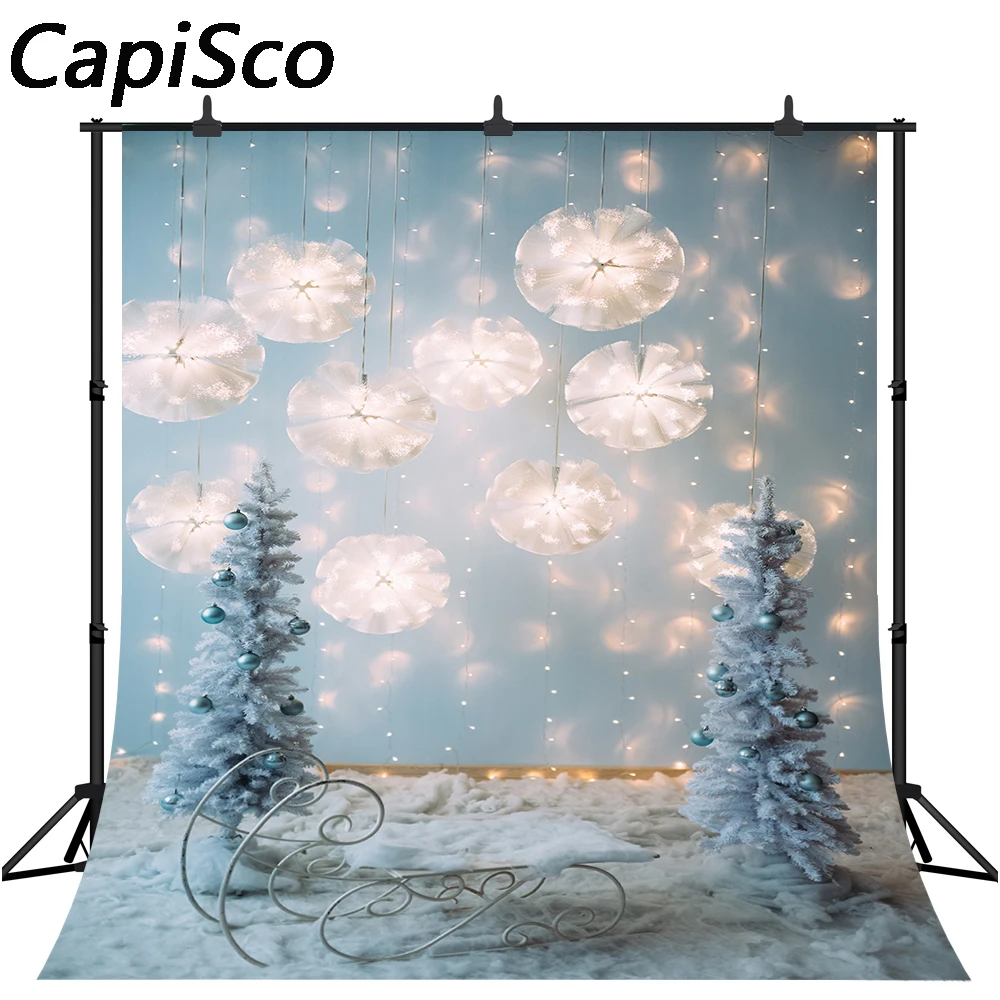 Capisco Photography Background Winter Snowflake Christmas Tree Flash Decoration Backdrops for Photo Studio Backdrop Photocall