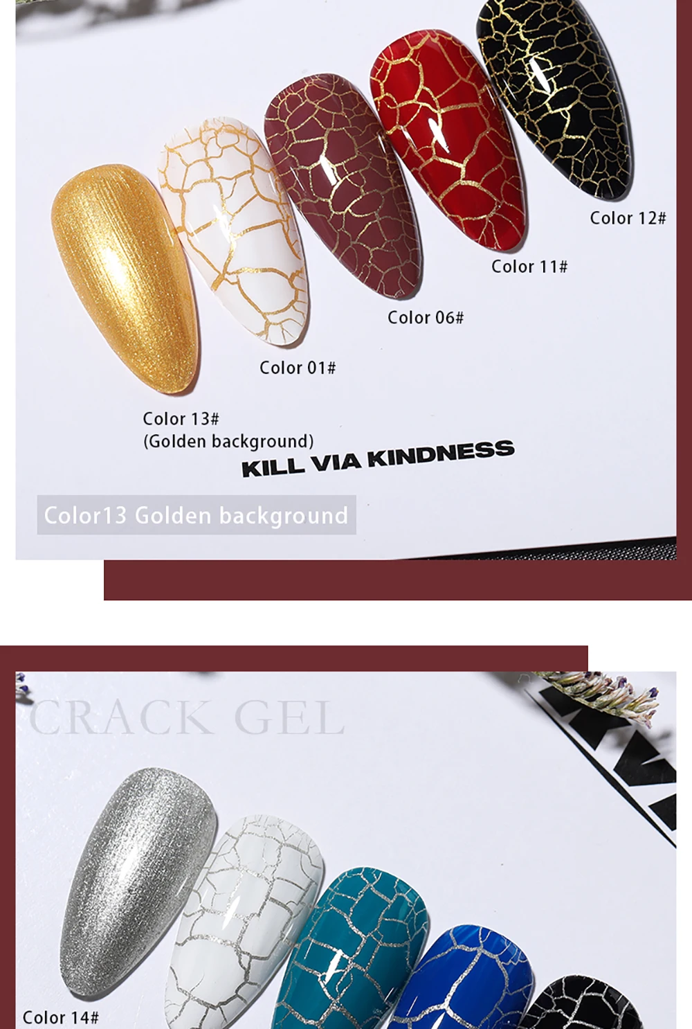 Vendeeni 15 Farben/Set Riss-Gel-Nagellack Schildpatt-Optik UV Soak-Off Gel-Lack Automatischer Riss-Nagelkunst-Gel-Lack – Detail 12