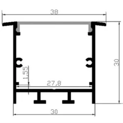 2m long per piece Recessed LED strip Profile Flush Mount Aluminum LED Profile Housing