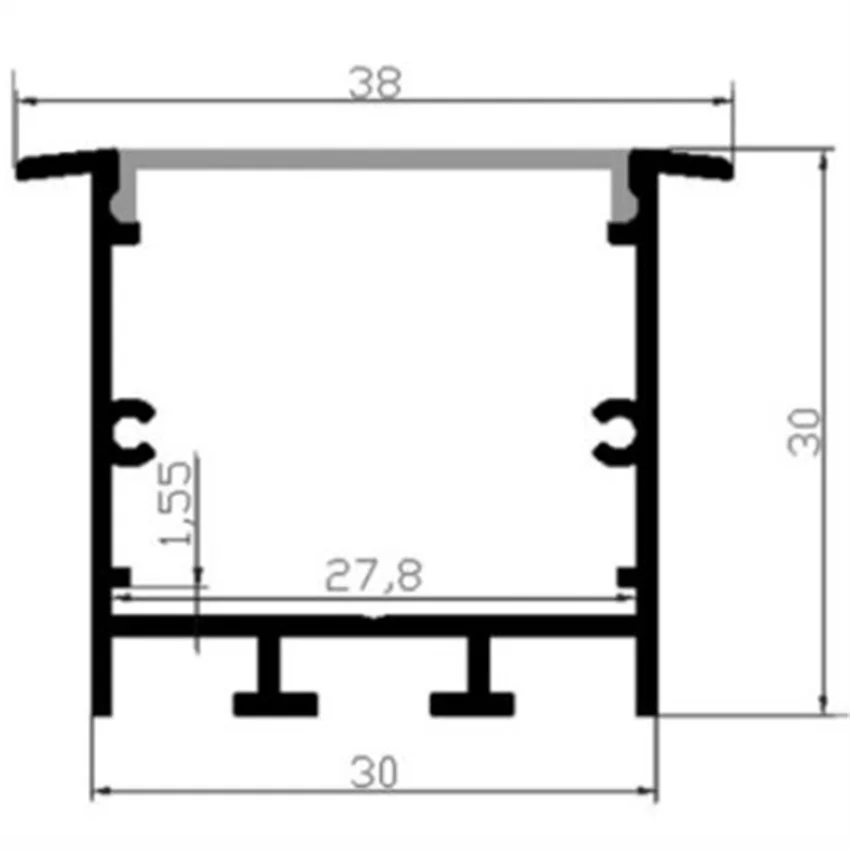 2m long per piece Recessed LED strip Profile Flush Mount Aluminum LED Profile Housing