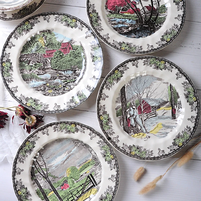 British, European pastoral Nordic ceramic western tableware, steak plate, dinner plate, dinner plate, household serving platter