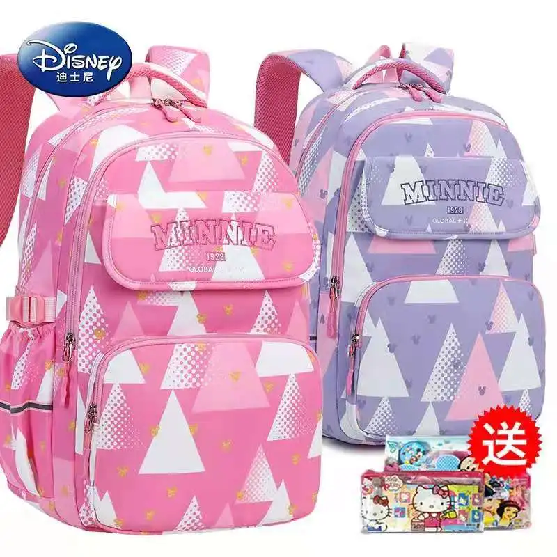 Disney Mickey Minnie School Bags For Boys Girls Primary Middle Student Shoulder Orthopedic Backpack Large Capacity Light Mochila