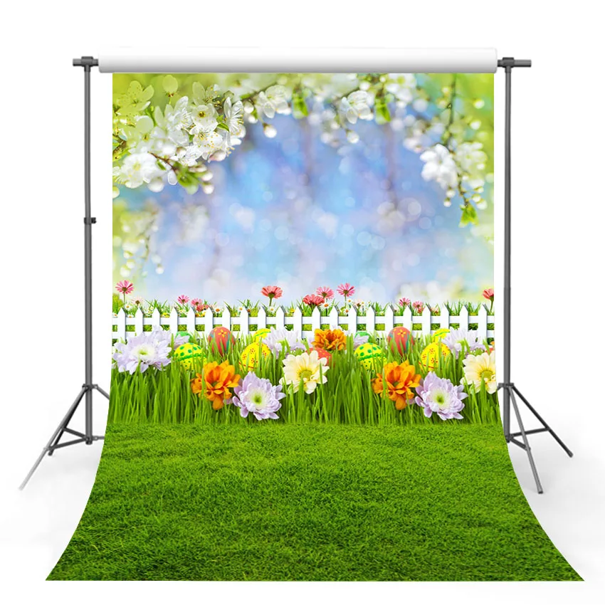 

Mehofond Spring Backdrop Natural Scenery Grassland Garden Flower Fence Baby Portrait Cake Photography Background for Photo Studi