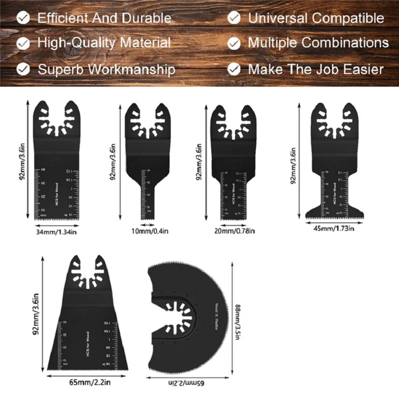 Universal Wood Metal Oscillating Multitool Quick Release Saw Blades Fit Porter Cable Black & Decker for Wood Metal Power Tools