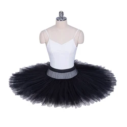 Black 8 Layer Stiff Tulle Basic Platter Pancake Practice White Rehearsal Ballet Tutu Skirt Girls BT602