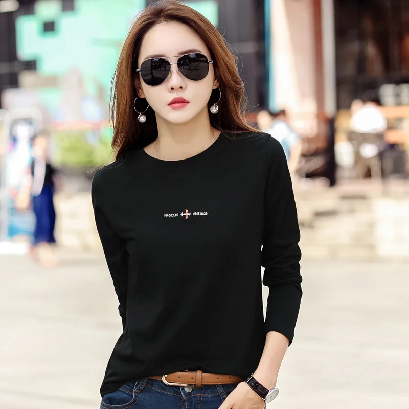 New 2024 T Shirt Women Long Sleeve Winter Tops Tees Casual T-shirts For Women Autumn Cotton Female T-shirt Camisetas Mujer