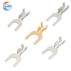 100pcs Fork-shaped Bare cold-pressed Crimp terminal Y-shaped Lug 3.2mm 4.2mm 5.2mm 6.2mm 8.2mm Car Cable Wire Connector