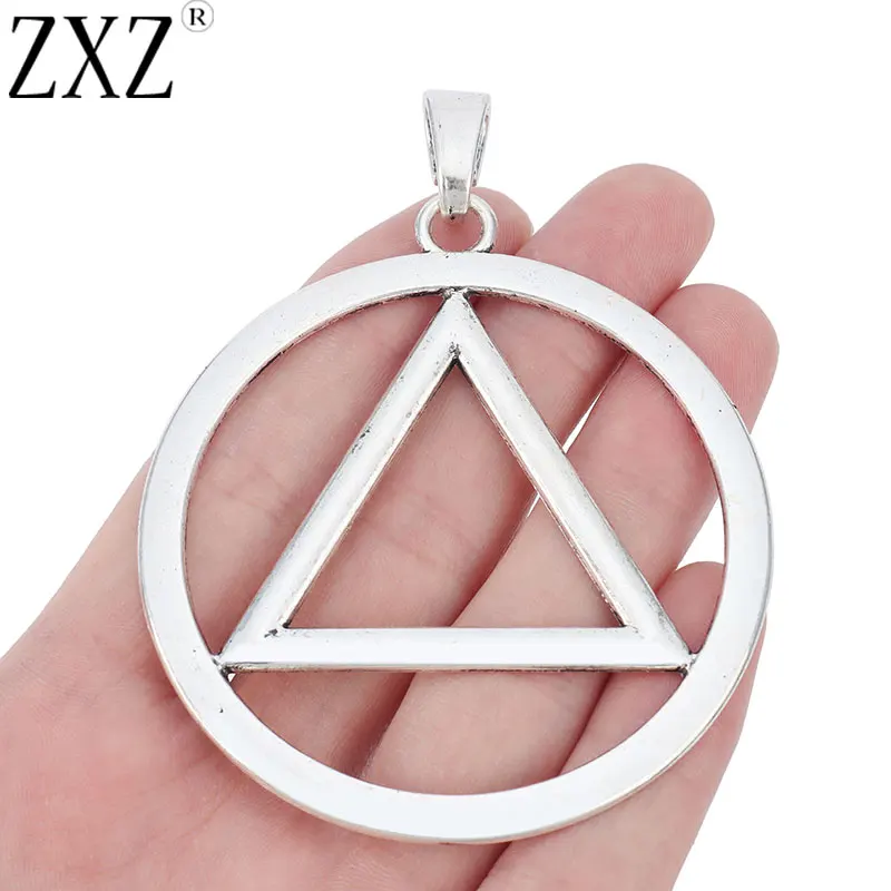 2pcs Tibetan Silver Large AA Alcoholics Anonymous Recovery Sobriety Triangle Symbol Charms Pendants for Necklace Making