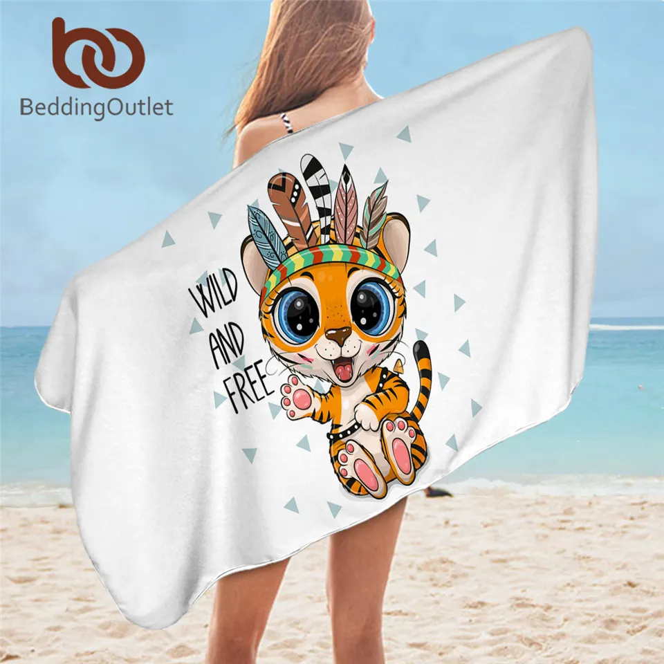 BeddingOutlet Tribal Animal Bath Towel Microfiber Geometric Aztec Beach Towel for Adult Cute Large Towel Lion Bathroom Blanket