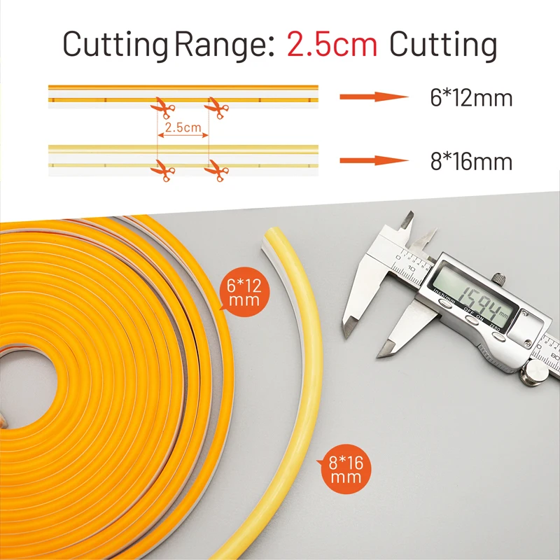 DIY 크리스마스 휴일 장식 조명용 유연한 로프 튜브 네온 조명, DC12V LED 스트립, SMD2835, IP65, 6*12mm 또는 8*16mm, 5m