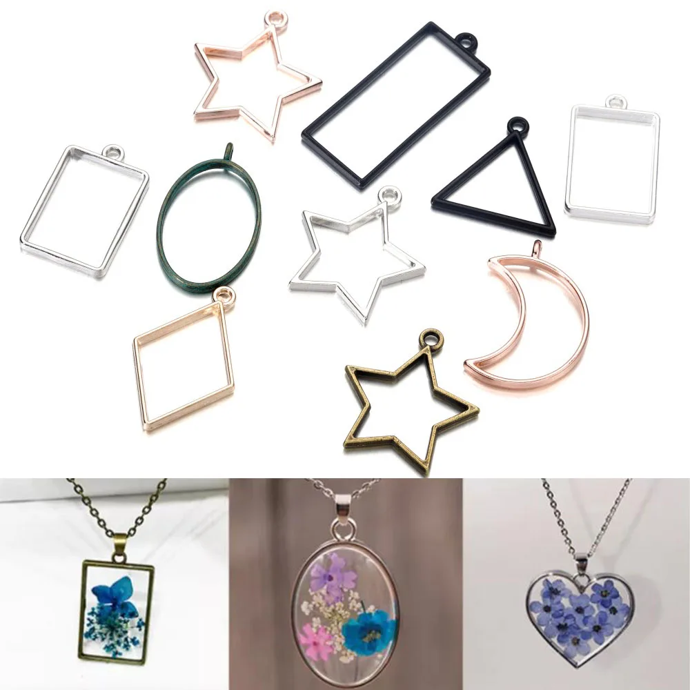 14 sztuk/partia mieszany styl geometryczna pusta metalowa rama wisiorek dla DIY naszyjnik z żywicy epoksydowej wisiorek akcesoria do wyrobu biżuterii