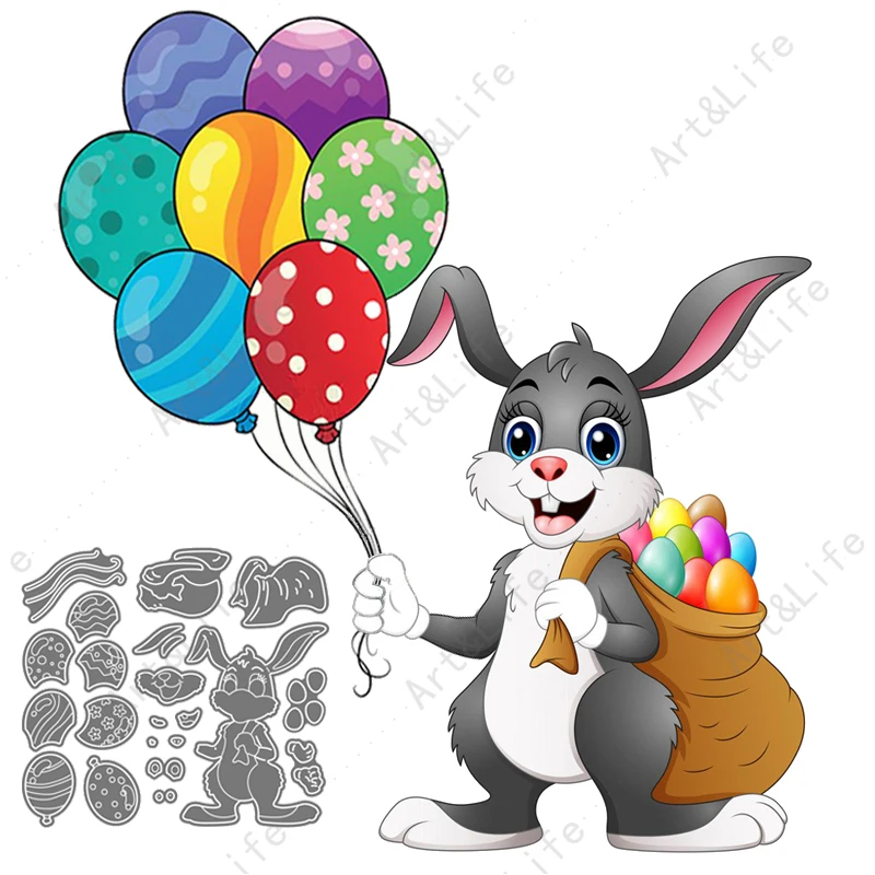 Easter Rabbit Bunny Balloon Hot New Metal Cutting Dies Stencil for Making Scrapbook Album Birthday Paper Cards Embossing Cut Die