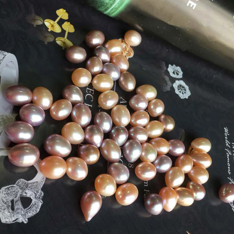 5-11mm Natural Drop Pearls AA Quality Half Hole White Pink Purple Freshwater Rice Pearl for DIY Bracelet Earrings Jewelry