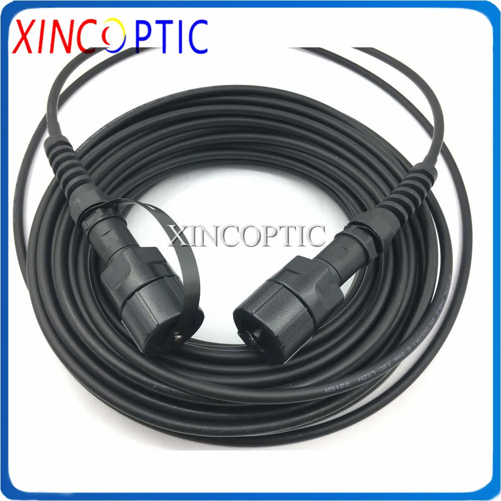 12F 100M IP67 Waterproof SM G657A ODVA-MPOAPC Female Male 12Cores Outdoor Armored Black Fiber Optic Patch Cord Jumper LSZH Cable