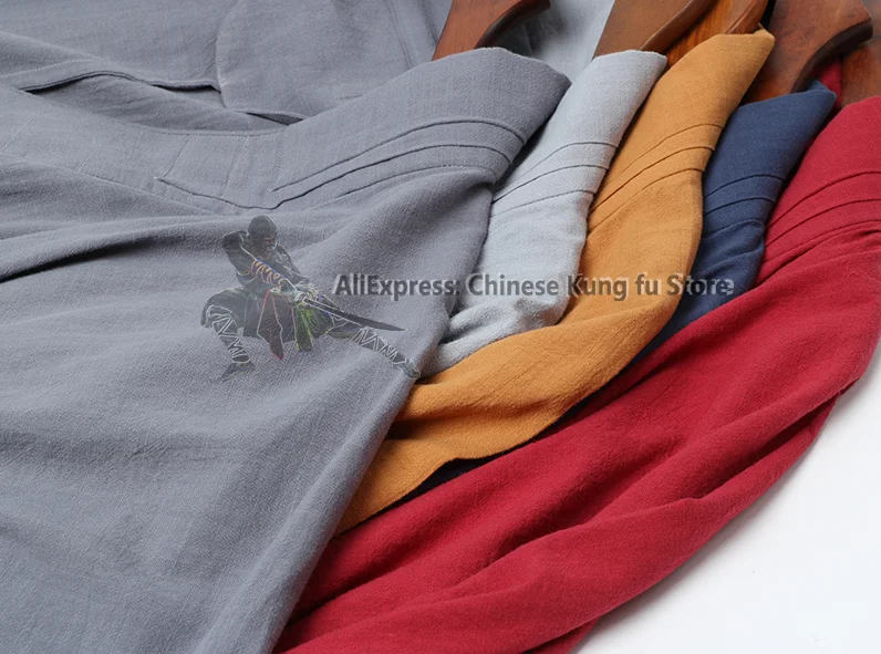 Soft Cotton Linen Buddhist Monk Robe Shaolin Kung fu Suit Martial arts Tai Chi Wing Chun Uniforms Meditation Dress