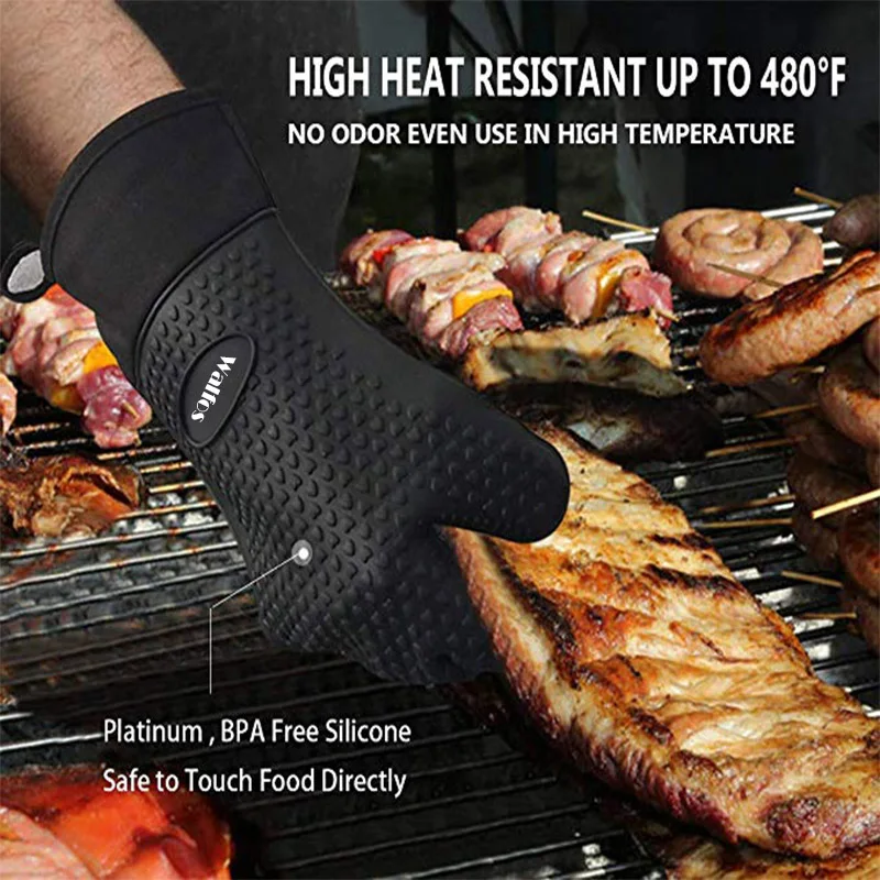 1 Piece Long Silicone Kitchen Gloves-BBQ Grill Gloves Heat Resistant Cooking Gloves For Grilling Microwave Oven Mitts Gloves