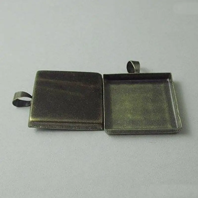 Beadsnice ID5639smt1 Brass Square Pendant Tray 16mm Cabochon Base Pendant Base Jewelry Findings Pendant Setting Bezel Cup