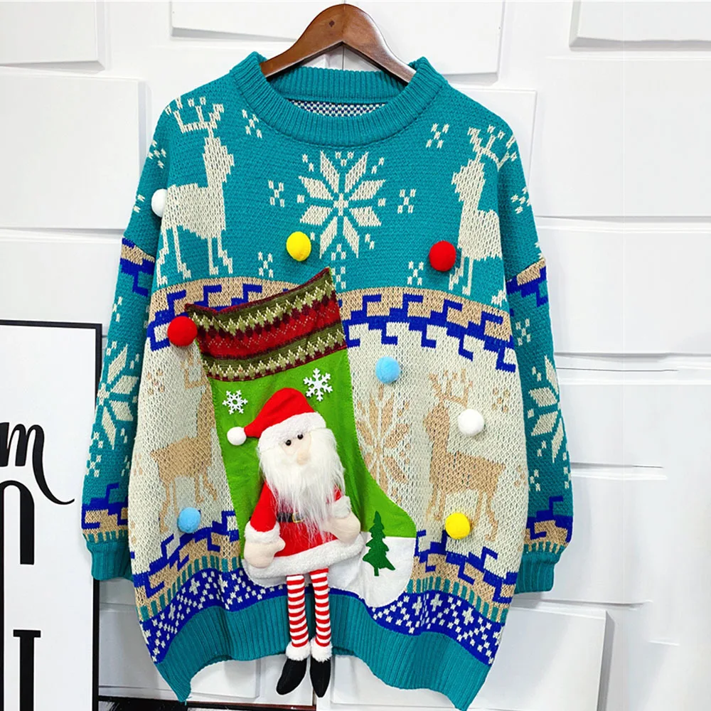 Ugly Christmas Sweaters For Women Twenty Styles Female Large Size Christmas Snowman Sweater Women Pullover Sweater