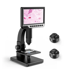 EasyOver 2000X Dual Lens Digital Microscope 7 Inch HD IPS Large Screen Multiple Len Support Computer Viewing LED USB Magnifier