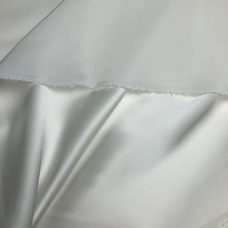 Real Silk 16 MM Off White Spandex  Satin Silk Dress Fabric Sewing Accessories  Stretch Fabrics for Sewing Clothes by The Meter