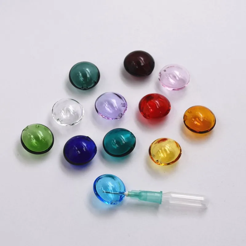 1X Flat Ball Diffuser Perfume Refillable Handmade Essential Oil Aromatherapy Bottle Pendant Jewelry Round Glass Pendant DIY