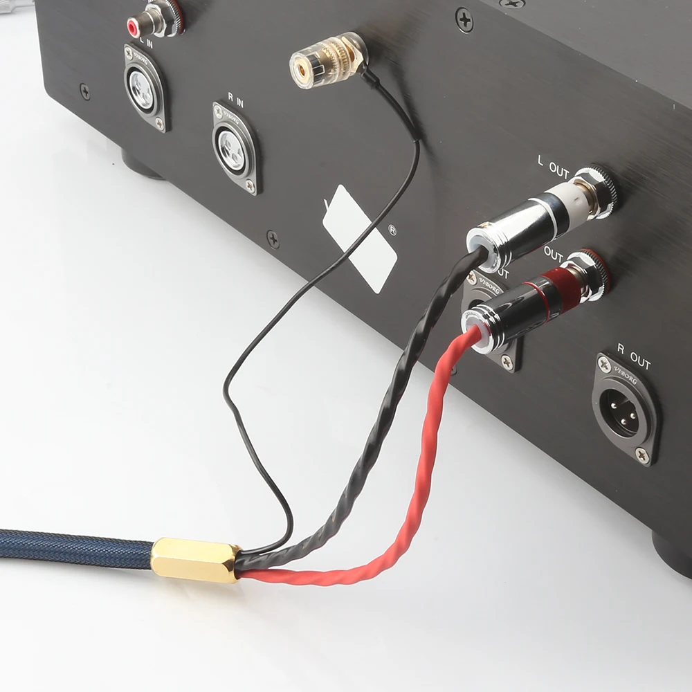 Audiocrast OFC Bạc Audio Phono Tonearm Cáp Spade Cắm Với Che Chắn RCA 5 Pin DIN XLR U Với Mặt Đất dây