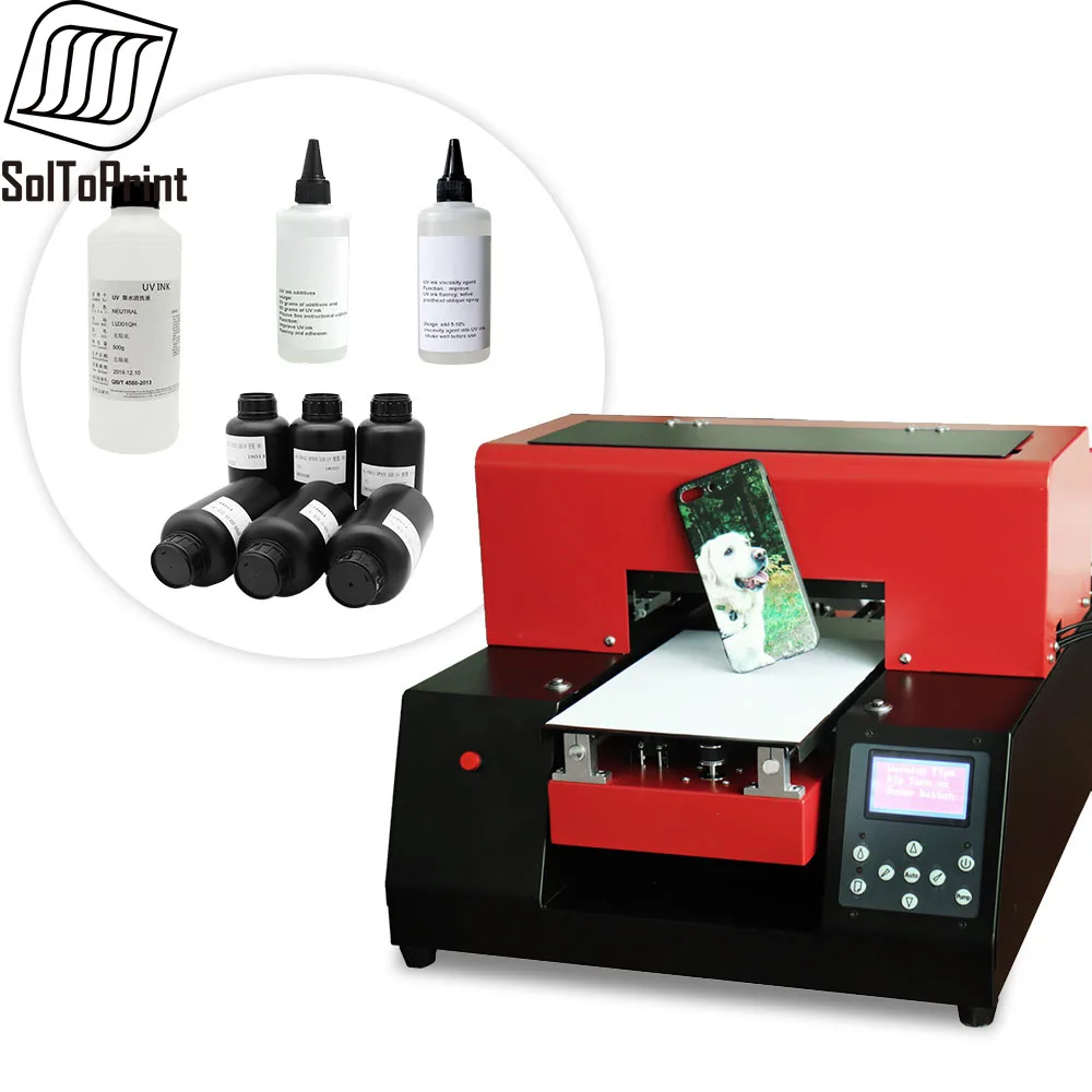 SolToPrint Automatic A4 UV Flatbed Printer Printing Machine for Pen, Golf Ball, PVC Card, Phone Case