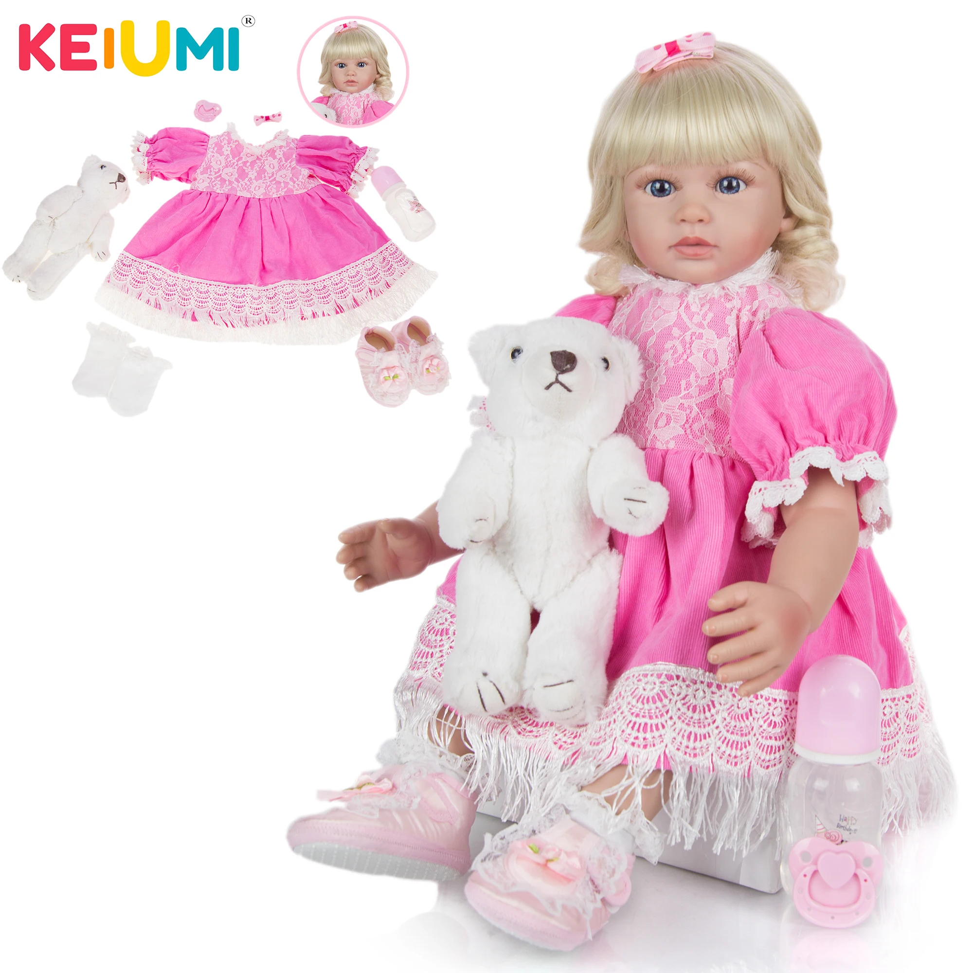 

KEIUMI 24 Inch Reborn Bebe Dolls Soft Silicone Reborn Babies Doll Stuffed Reborn Baby Toy 2 Choice Children's Day Birthday Gifts