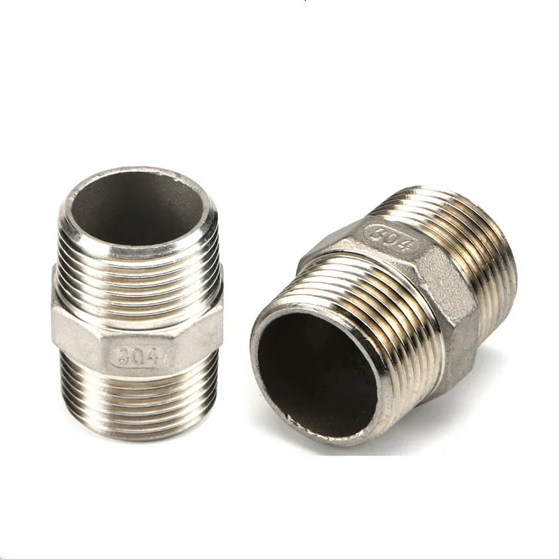 Stainless steel hexagonal male thread external screw thread joint straight through double head male thread outer wire joint