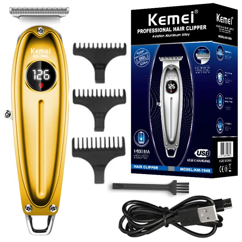 Kemei 1948 LCD Display Hair Clipper For Men Powerful Full Metal Lithium Electric Beard Trimmer Haircut Machine Rechargeable