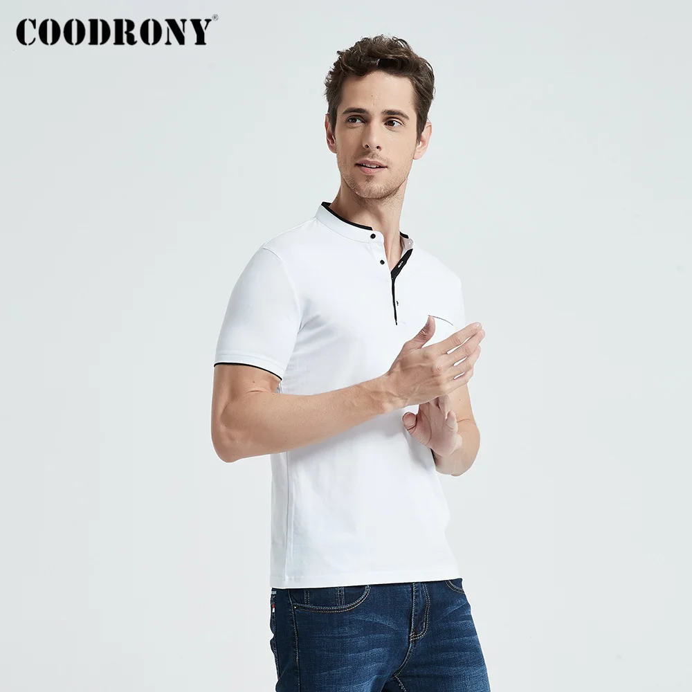 COODRONY Mandarin Collar Short Sleeve Tee Shirt Men 2020 Spring Summer New Top Men Brand Clothing Slim Fit Cotton T-Shirts S7645