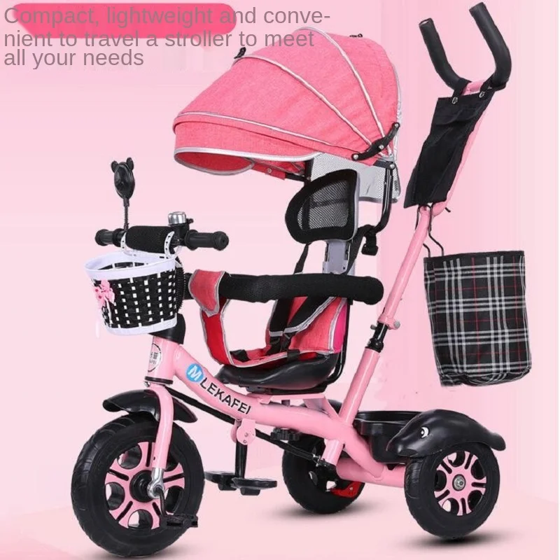 LazyChild Rotatable Seat Children\'s Tricycle 1-5 Year Old Baby Bicycle Bike Baby Stroller With Awning 2023 New