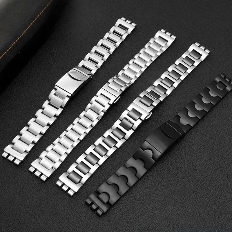 Metal Stainless Steel Strap Men's Women's Watch Chain Wristband for Swatch YGS749G YCS Yas YGS Ceramic Bracelet 17mm 19mm 21mm