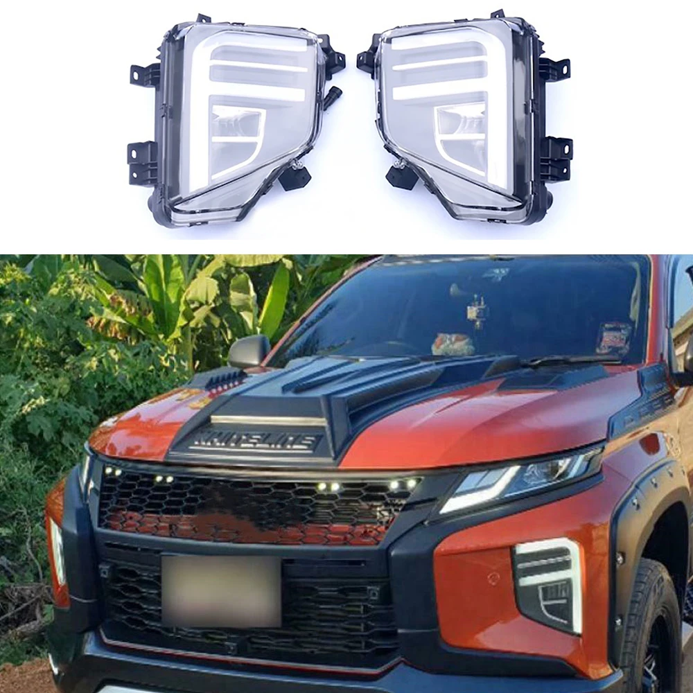 

Auto parts body kit replacement led drl daytime running light Fog Lamp for mitsubishi triton l200 strada 2019 2020 2021