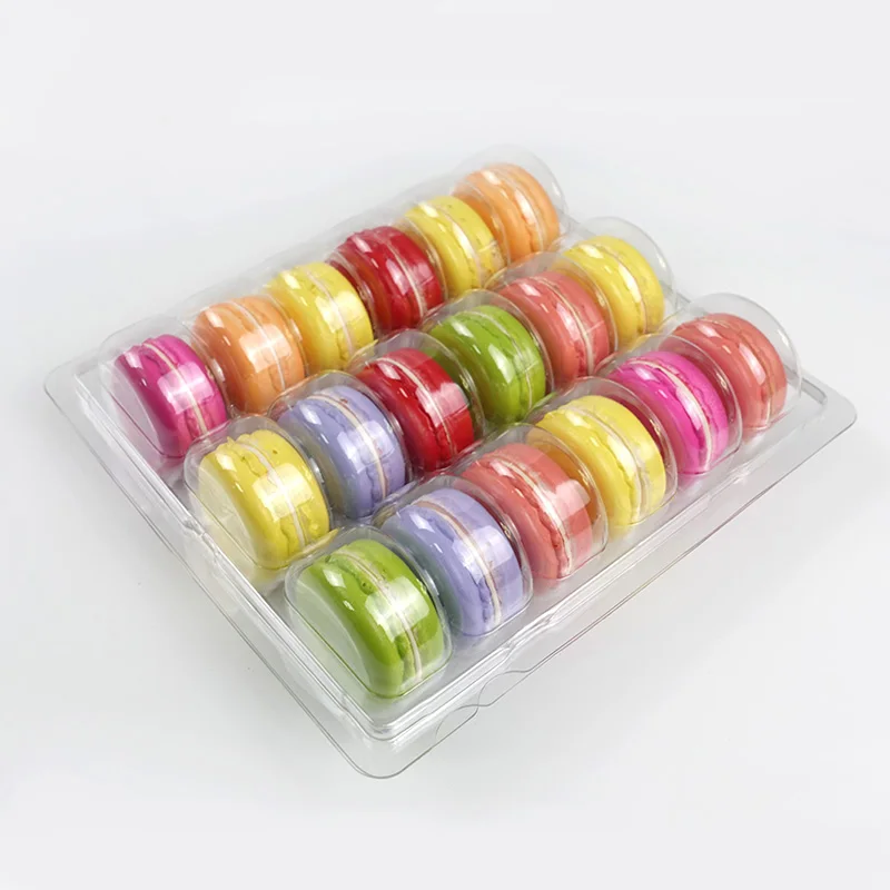 Clear PET Plastic 18 Macaron Cookie Blister Tray Packaging for Display