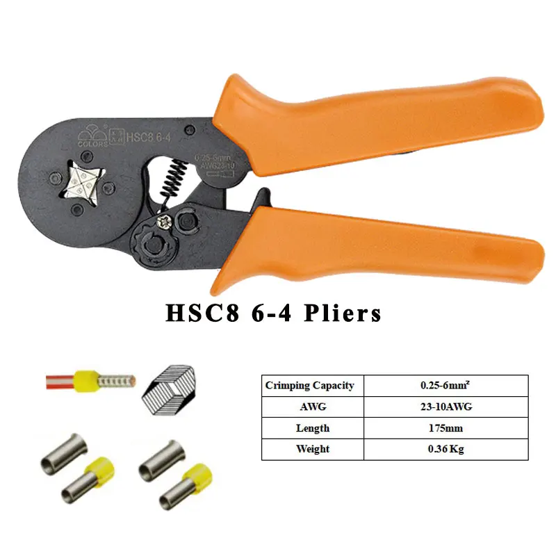 Crimpen werkzeuge zangen elektrische rohr terminals box mini clamp HSC8 10S 0,25-10mm2 23-7AWG 6-4B/6-6 0,25-6mm2 16-4 hand werkzeuge