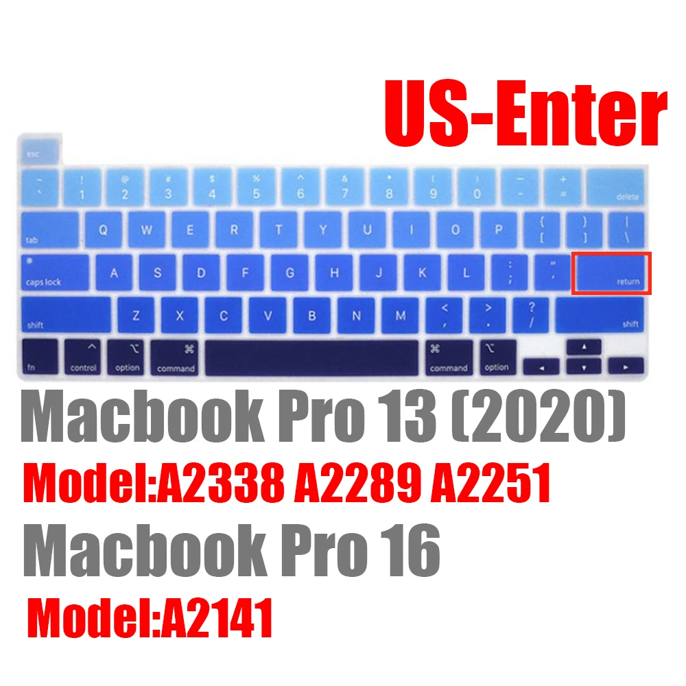 Keyboard Cover For Macbook Pro 13 2020 M1 A2338 A2289 Pro 16 inch 2019 A2141 Keyboard Skin Silicone dust Cover US Type English