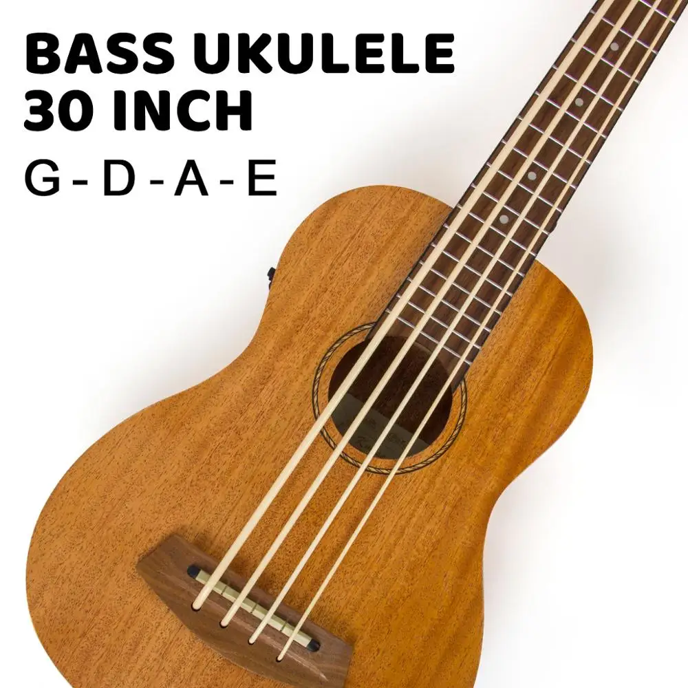 Kmise Electric Ukulele Bass Ubass  Baritone 30 Inch Baritono with Gig Bag Strap Picks Regulating Stem