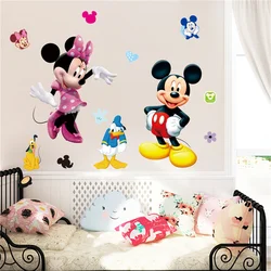 Cartoon Mickey Minnie Mouse Wall Sticker For Kids Room  Vinyl Peel And Stick Baby Princess Bedroom Wallpaper Nursery Wall Decals